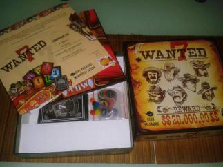 Wanted 7 board game from GDM games box and content