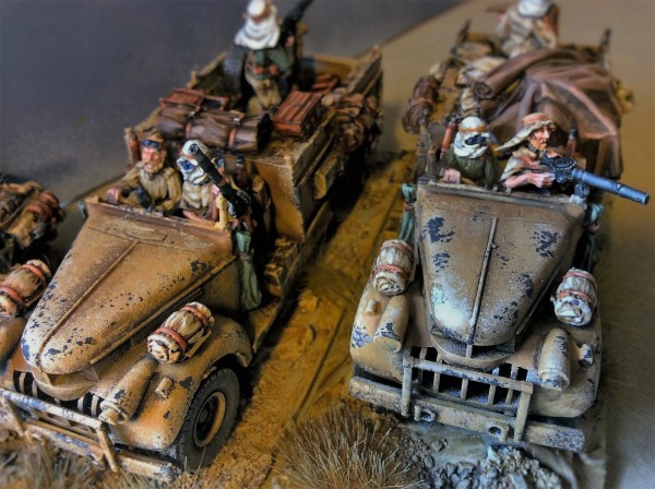 Resultado final de los camiones Chevrolet del Long Range Desert Group, listos para combatir a Rommel y sus Afrika Korps