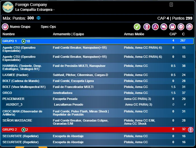 Falange de Acero le enseña a Compañía Extranjera Foreign Company lista (Reporte de batalla Infinity N4)